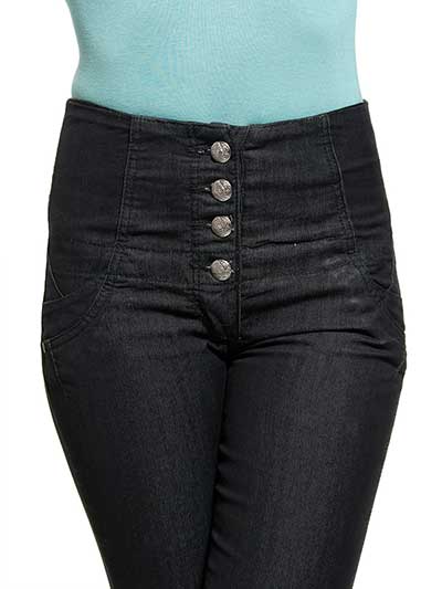 look com calça jeans preta