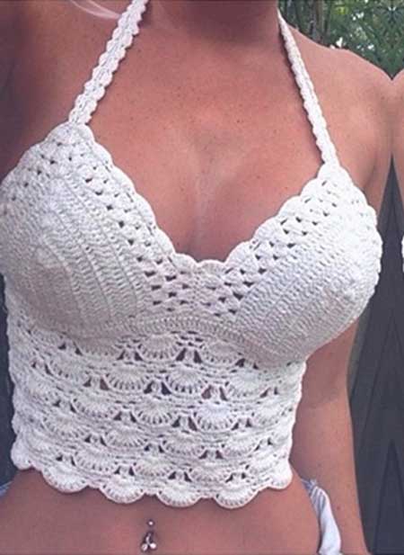 modelo branco Modelo de Top de Croche