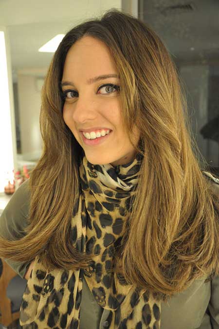 Franja longa tendências de cabelos
