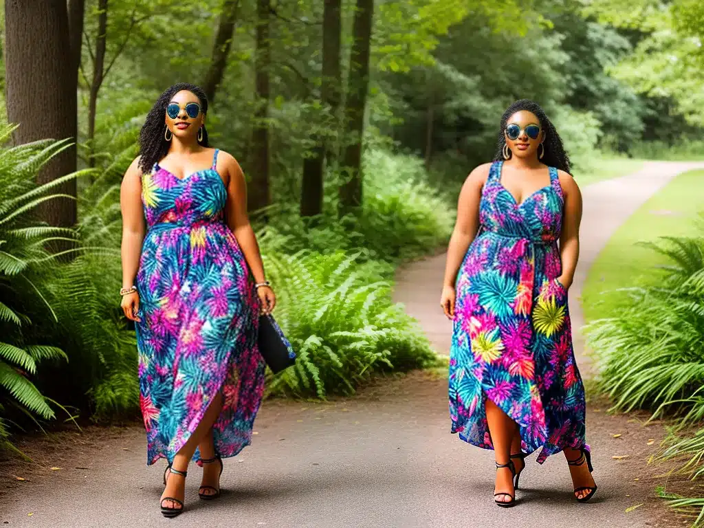 Fotos moda plus size estampas tropicais 2 Fotos moda plus size estampas tropicais 2