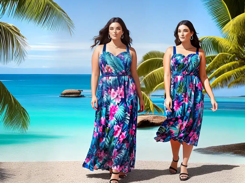 Imagens moda plus size estampas paisagens cenarios